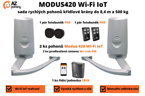 Modus420 Wi-Fi IoT - sada pohonů pro křídlovou bránu do 8,4 m
